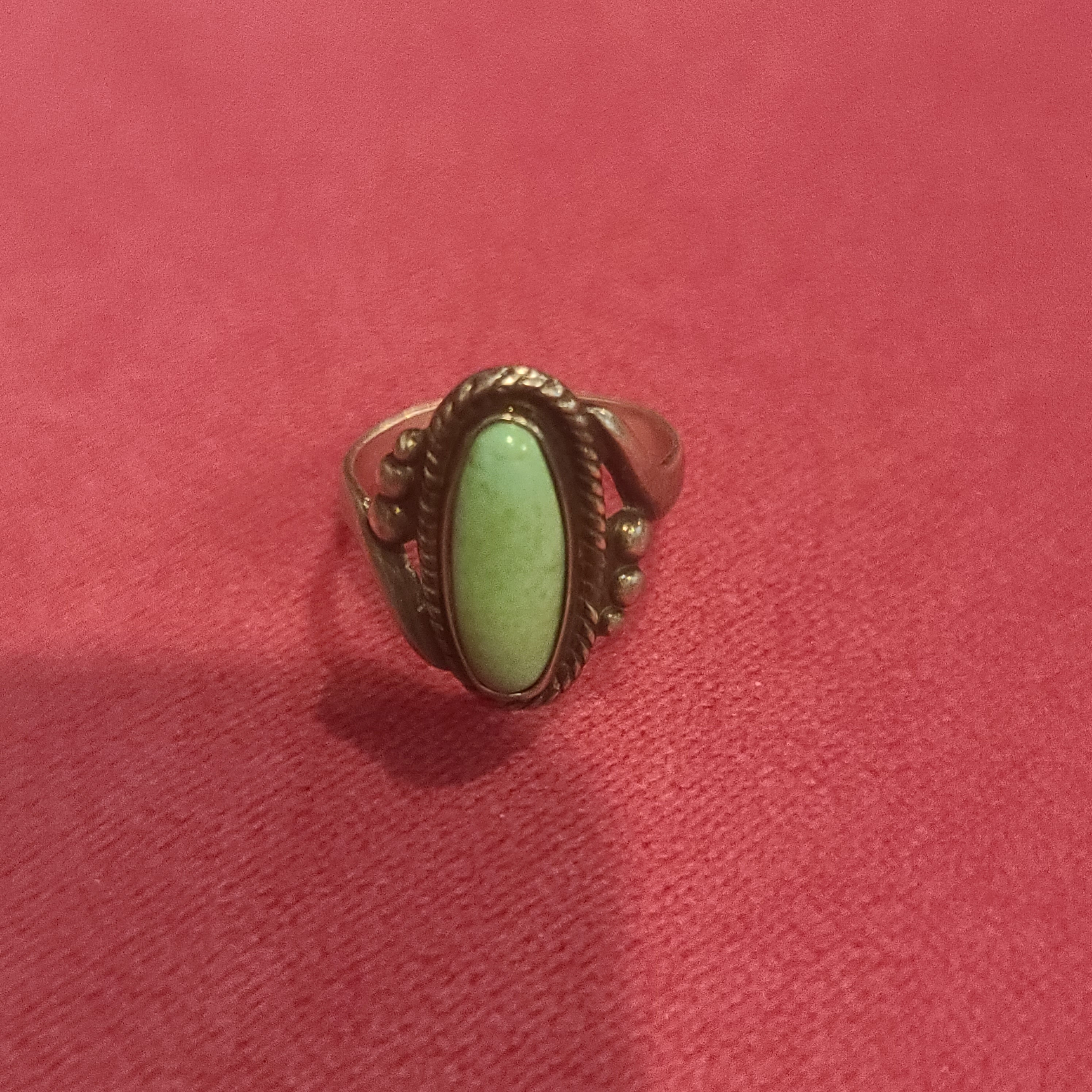 Native American Bell Sterling Silver Turquoise Stone Oval Ring Size 6.5